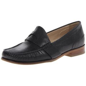 Cole Haan Laurel Moc Black Penny Loafer Leather Women Size 10 Textured Preppy